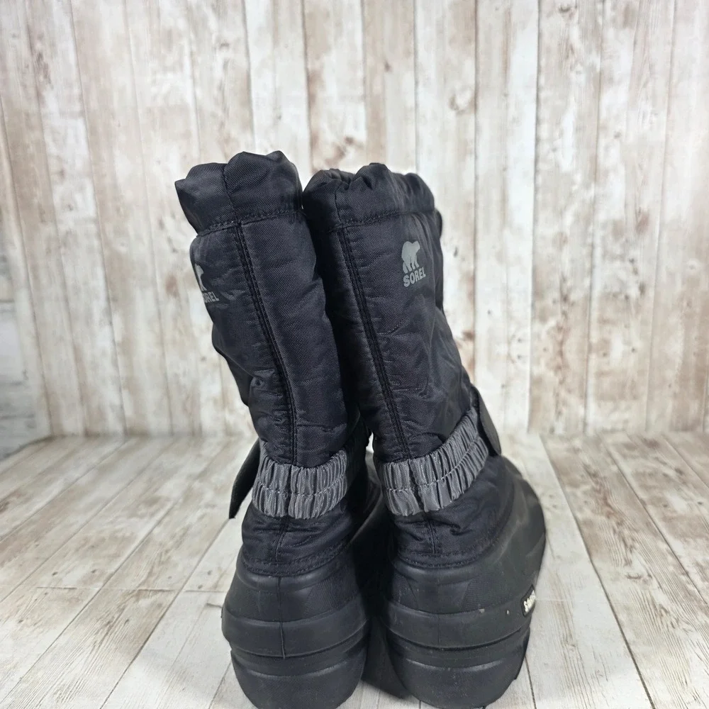 Sorel Kids Black Puffer Snow Winter Boots‎ Waterproof Insulated Drawstring Size